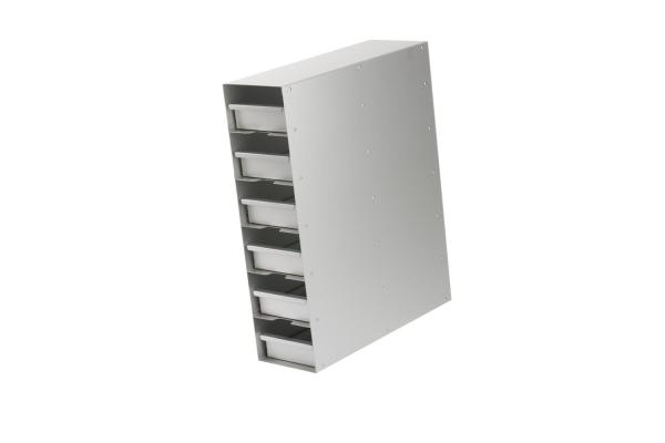 Snijders - Aluminium storage racks incl. drawers with grip: 6 drawers for 18 boxes, max. height 83 mm