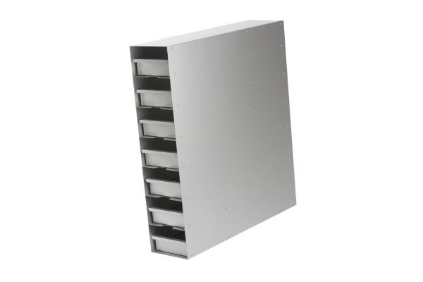 Snijders - Aluminium storage racks incl. drawers with grip: 7 drawers for 28 boxes, max. height 84 mm
