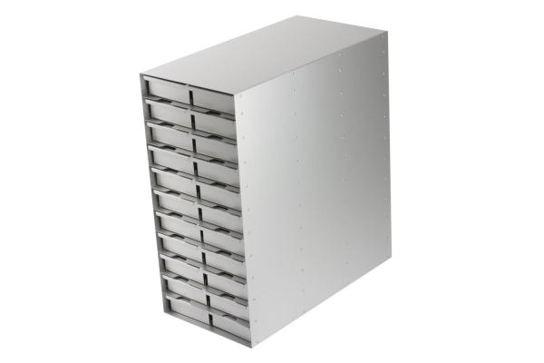 Snijders - Aluminium storage racks incl. drawers with grip: 22 drawers for 88 boxes, max. height 52 mm