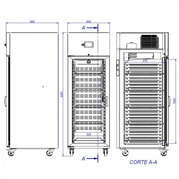 Effimed LPR-600 EVO Line – 545L koelkast met glasdeur en inox interieur