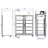 Effimed LR-1400 Perfect Line – 1220L koelkast met dubbele glasdeur en inox interieur