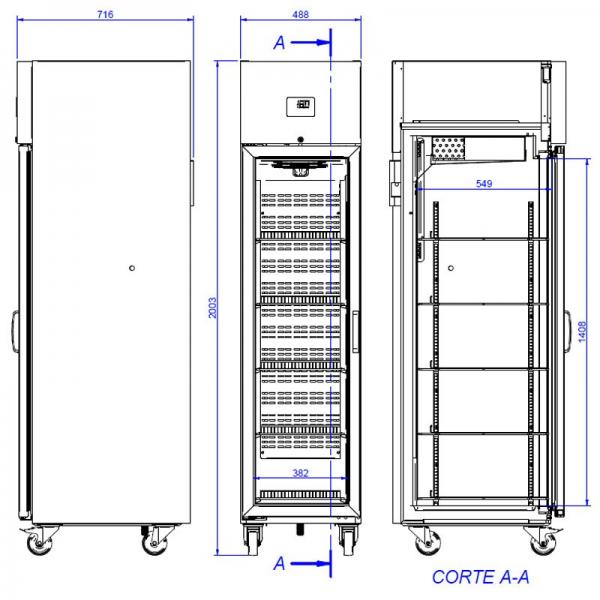 Effimed LR-350 Perfect Line – 320L koelkast met glasdeur en inox interieur