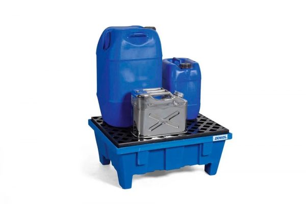 Kleinverpakkingenbak classic-line van polyethyleen (PE) met voeten en PE rooster, 60 liter