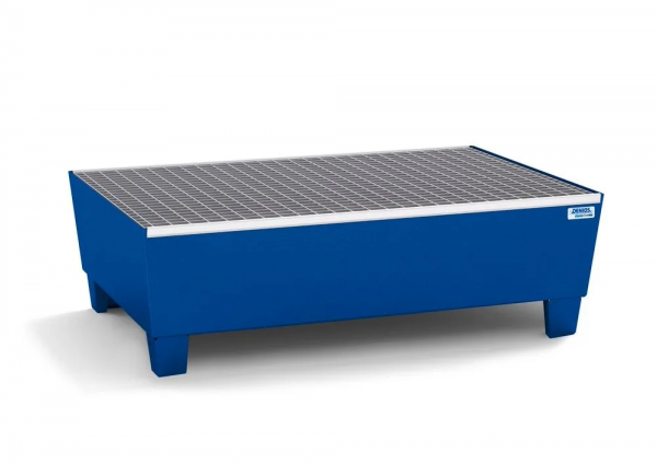 Opvangbak classic-line van polyethyleen (PE) voor 2 vaten, met PE rooster, 1330x930x410