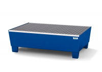 Opvangbak classic-line van polyethyleen (PE) voor 2 vaten, met PE rooster, 1330x930x410