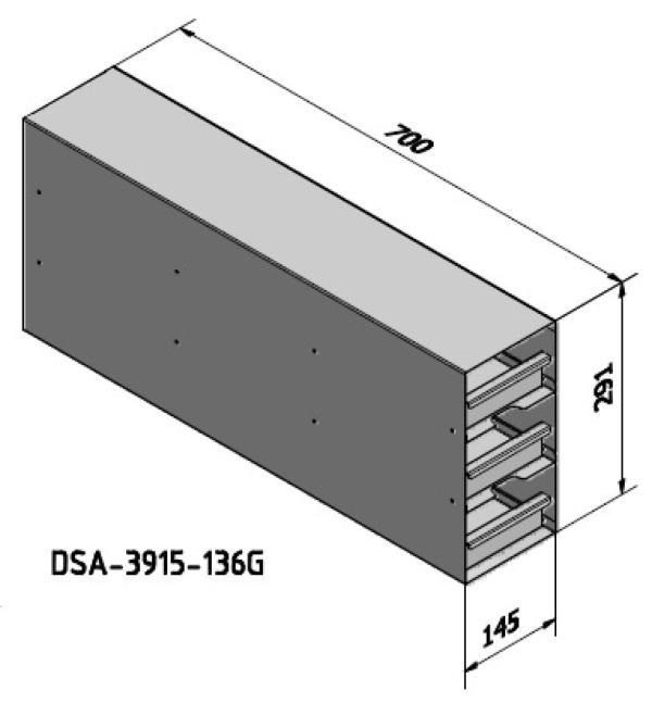 Snijders - Aluminium storage racks incl. drawers with grip: 3 drawers for 15 boxes, max. height 91 mm