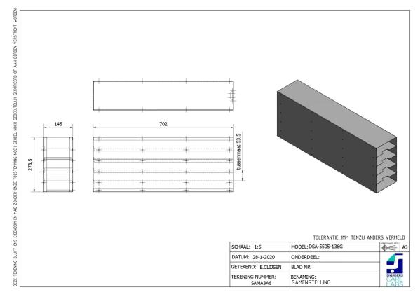 Snijders - Aluminium storage racks incl. drawers with grip: 5 drawers for 25 boxes, max. height 50 mm