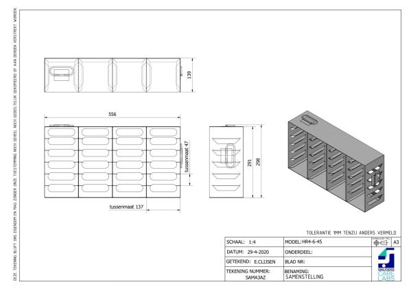 Snijders - Stainless Steel storage racks: for 24 boxes, max height 45mm