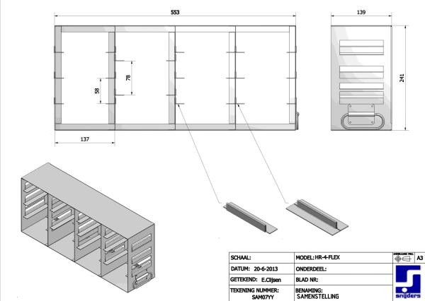 Snijders - Stainless Steel storage racks: With variable division, including 24 dividers