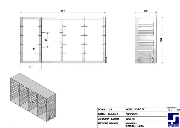 Snijders - Stainless Steel storage racks: With variable division, including 28 dividers