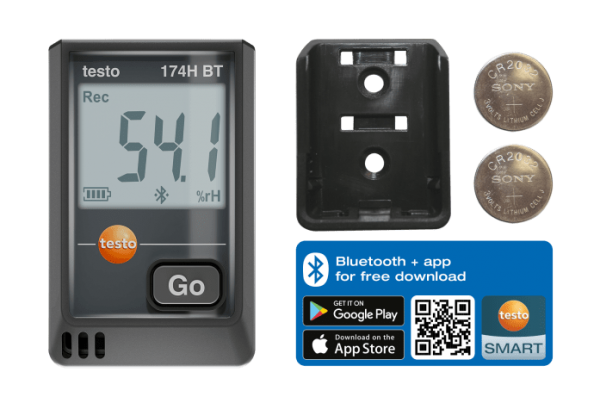 testo 174 H BT - Mini-datalogger voor temperatuur en vochtigheid met Bluetooth® en app-koppeling