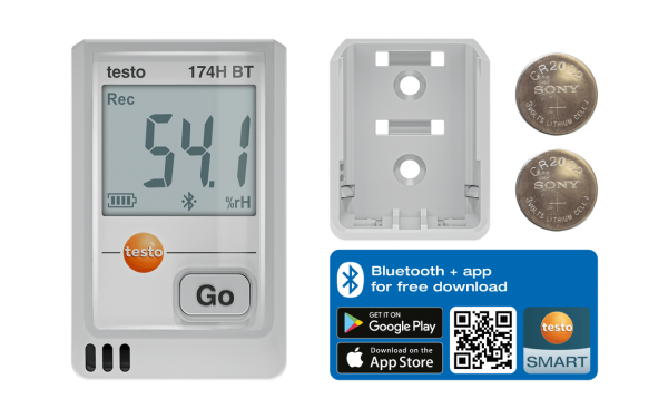 testo 174 H BT - Mini-datalogger voor temperatuur en vochtigheid met Bluetooth® en app-koppeling