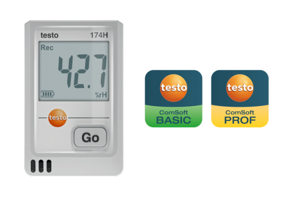 testo 174 H - Mini-datalogger voor temperatuur en vochtigheid met USB-C en pc- software